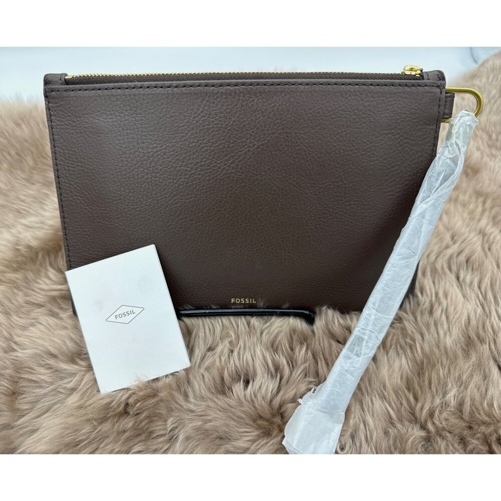 Fossil Women's Wristlet Wallet Clutch Dark‎ Brown/Espresso